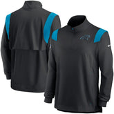 Carolina Panthers Sideline Coach Chevron Lockup Quarter-Zip Long Sleeve Top Black
