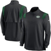 New York Jets Sideline Coach Chevron Lockup Quarter-Zip Long Sleeve Top Black