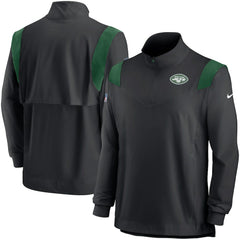 New York Jets Sideline Coach Chevron Lockup Quarter-Zip Long Sleeve Top Black