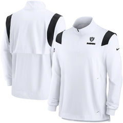Las Vegas Raiders Sideline Coach Chevron Lockup Quarter-Zip Long Sleeve Top White