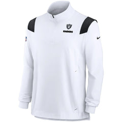 Las Vegas Raiders Sideline Coach Chevron Lockup Quarter-Zip Long Sleeve Top White