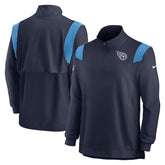 Tennessee Titans Sideline Coach Chevron Lockup Quarter-Zip Long Sleeve Top Navy