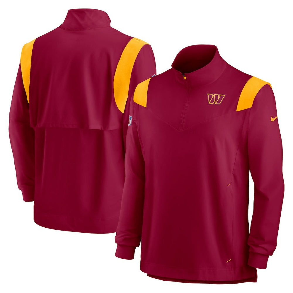 Washington Commanders Sideline Coach Chevron Lockup Quarter-Zip Long Sleeve Top Burgundy