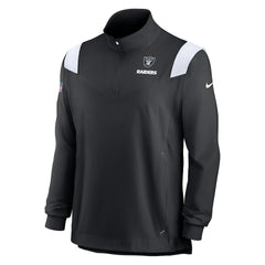Las Vegas Raiders Sideline Coach Chevron Lockup Quarter-Zip Long Sleeve Top Black