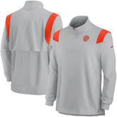 Cleveland Browns Sideline Coach Chevron Lockup Quarter-Zip Long Sleeve Top Gray