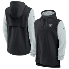 Las Vegas Raiders Sideline Player Quarter-Zip Hoodie Jacket Black/Silver