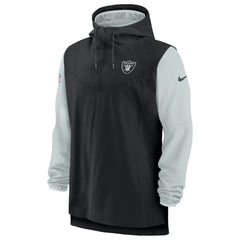 Las Vegas Raiders Sideline Player Quarter-Zip Hoodie Jacket Black/Silver