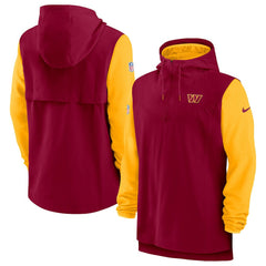 Washington Commanders Sideline Player Quarter-Zip Hoodie Burgundy/Gold