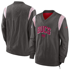 Tampa Bay Buccaneers Sideline Athletic Stack V-Neck Pullover Windshirt Jacket Pewter