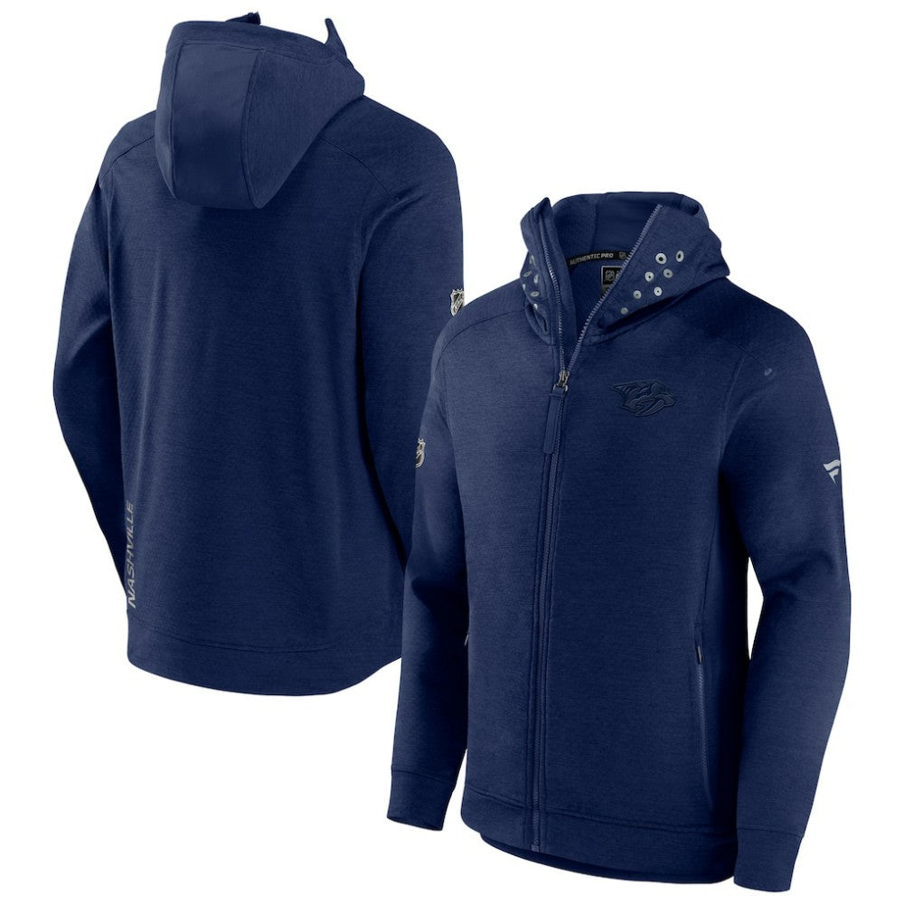 NHL Nashville Predators Fanatics Authentic Pro Road Tech Lightweight Full-Zip Hoodie Jacket - Navy