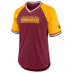 Washington Commanders Second Wind Raglan V-Neck T-Shirt Burgundy/Gold
