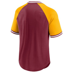 Washington Commanders Second Wind Raglan V-Neck T-Shirt Burgundy/Gold