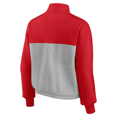 St. Louis Cardinals Fanatics Women's Iconic Cinch Waist Quarter-Zip Top - Red/Heather Gray Tops
