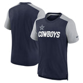 Dallas Cowboys Color Block Team Name T-Shirt Heathered Navy/Heathered Gray