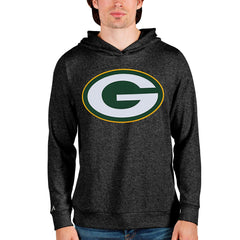 Green Bay Packers Antigua Team Absolute Pullover Hoodie Heathered Black