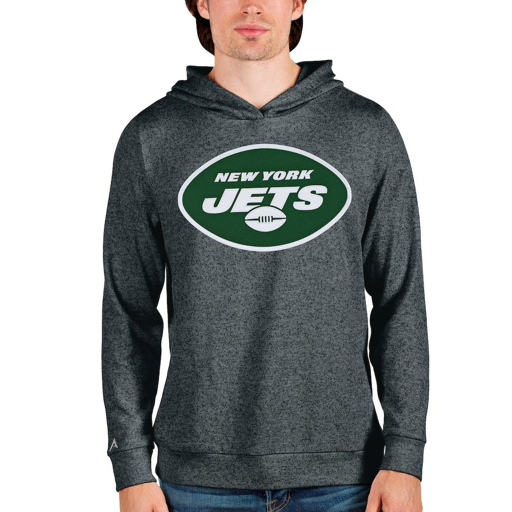 New York Jets Antigua Team Absolute Pullover Hoodie Heathered Charcoal
