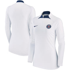 Paris Saint-Germain Women's Strike Drill Raglan Performance Quarter-Zip Top White