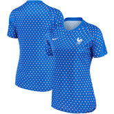 France Women's National Team Women's 2022/23 Away Pre-Match Performance Top Blue shop