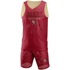 San Francisco 49ers FOCO Colorblock Mesh V-Neck & Shorts Set Scarlet