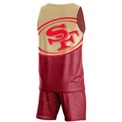 San Francisco 49ers FOCO Colorblock Mesh V-Neck & Shorts Set Scarlet