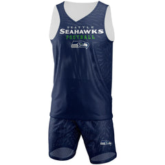 Seattle Seahawks FOCO Colorblock Mesh V-Neck & Shorts Set College Navy