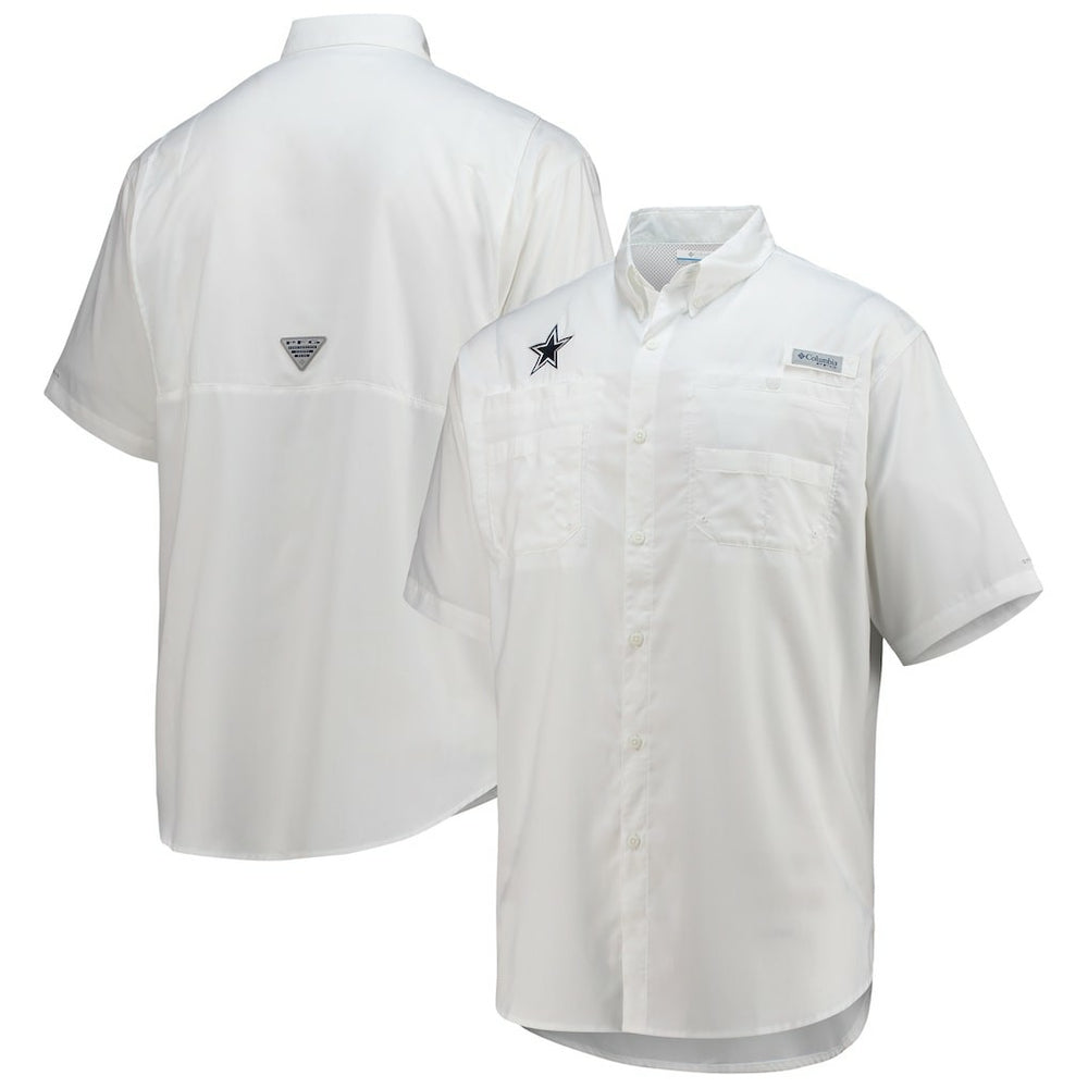 Dallas Cowboys Tamiami Omni-Shade Button-Down Short Sleeve Shirt White
