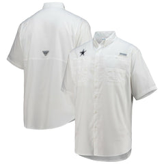 Dallas Cowboys Tamiami Omni-Shade Button-Down Short Sleeve Shirt White
