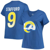 Matthew Stafford Los Angeles Rams Women's Plus Size Player Name & Number V-Neck T-Shirt Royal