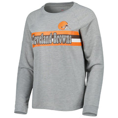 Cleveland Browns Juniors All Striped Up Raglan Long Sleeve T-Shirt Heathered Gray