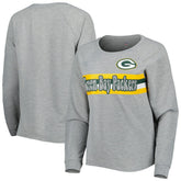 Green Bay Packers Juniors All Striped Up Raglan Long Sleeve T-Shirt Heathered Gray