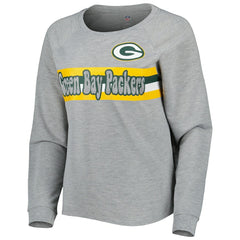 Green Bay Packers Juniors All Striped Up Raglan Long Sleeve T-Shirt Heathered Gray