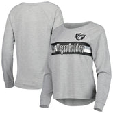 Las Vegas Raiders Juniors All Striped Up Raglan Long Sleeve T-Shirt Heathered Gray