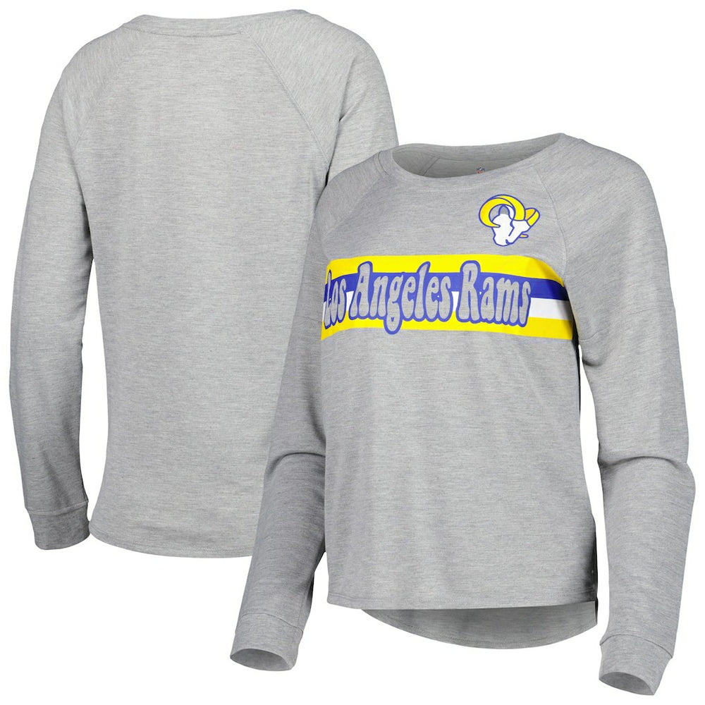 Los Angeles Rams Juniors All Striped Up Raglan Long Sleeve T-Shirt Heathered Gray
