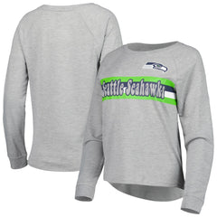 Seattle Seahawks Juniors All Striped Up Raglan Long Sleeve T-Shirt Heathered Gray