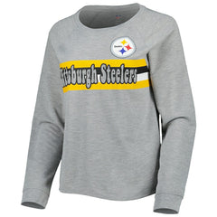 Pittsburgh Steelers Juniors All Striped Up Raglan Long Sleeve T-Shirt Heathered Gray