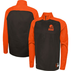 Cleveland Browns New Era Combine Authentic O-Line Raglan Half-Zip Jacket Brown