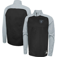 Las Vegas Raiders New Era Combine Authentic O-Line Raglan Half-Zip Jacket Black