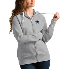 Dallas Cowboys Antigua Women's Victory Full-Zip Hoodie Heathered Gray