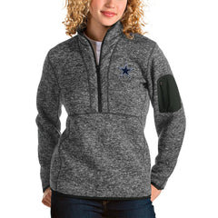 Dallas Cowboys Antigua Women's Fortune Half-Zip Pullover Jacket Heathered Charcoal