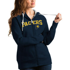 Indiana Pacers Antigua Women's Team Victory Full-Zip Hoodie Navy