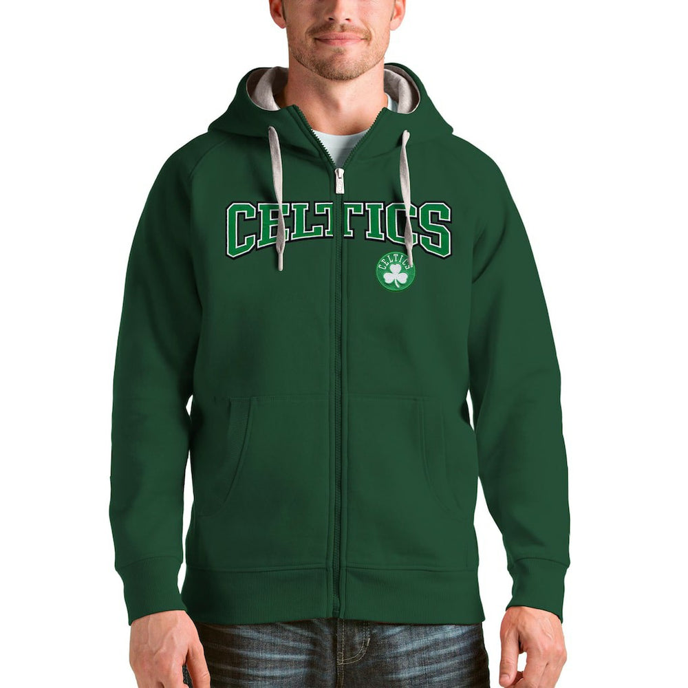 Boston Celtics Antigua Victory Full-Zip Hoodie Hunter Green