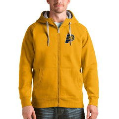Indiana Pacers Antigua Logo Victory Full-Zip Hoodie Gold