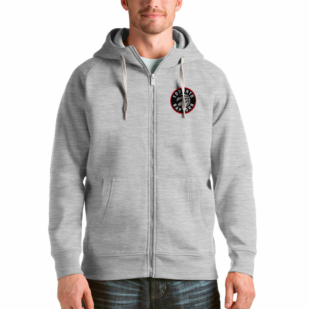 Toronto Raptors Antigua Logo Victory Full-Zip Hoodie Heathered Gray