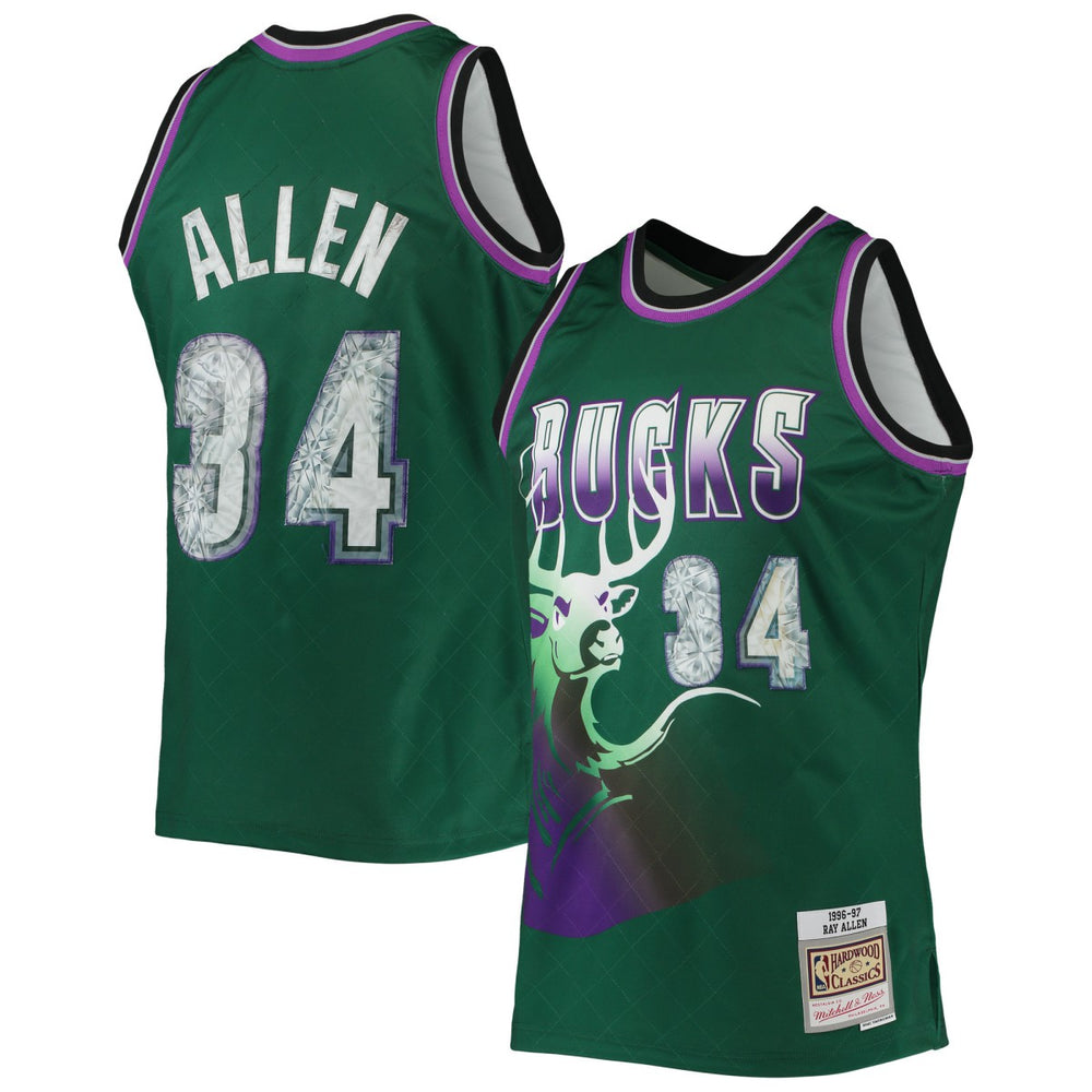 NBA Ray Allen Milwaukee Bucks 1996/97 Hardwood Classics NBA 75th Anniversary Diamond Swingman Jersey - Green