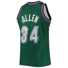 Ray Allen Milwaukee Bucks 1996/97 Hardwood Classics NBA 75th Anniversary Diamond Swingman Jersey Green