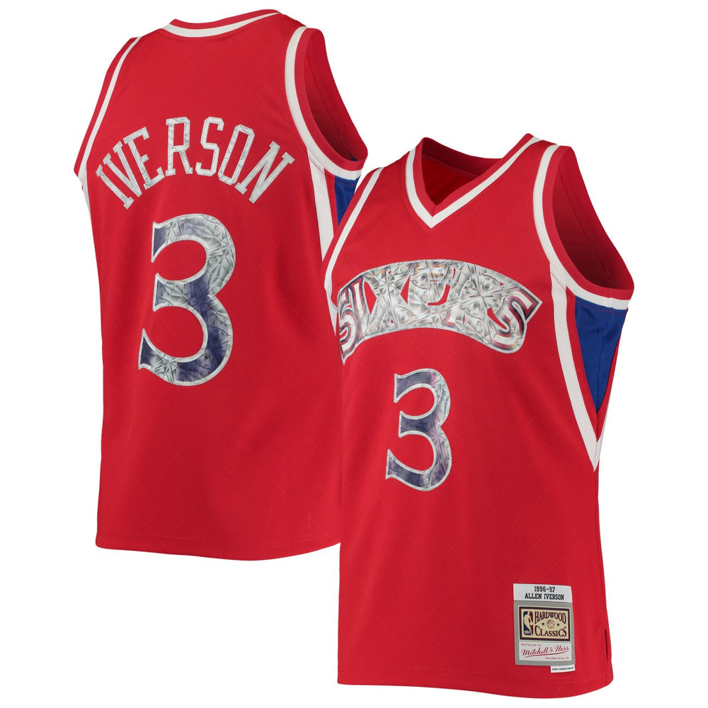 NBA Allen Iverson Philadelphia 76ers 1996/97 Hardwood Classics NBA 75th Anniversary Diamond Swingman Jersey - Red