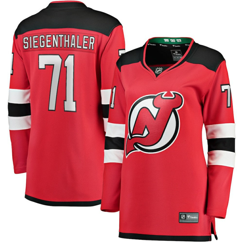 NHL Jonas Siegenthaler New Jersey Devils Fanatics Women's Home Breakaway Player Jersey - Red