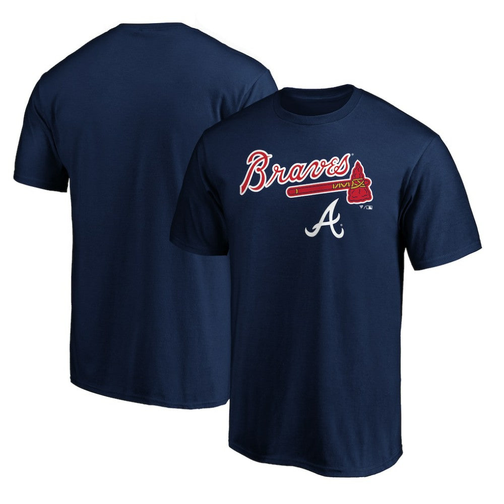 Atlanta Braves Team Lockup Logo T-Shirt - Navy T-shirts