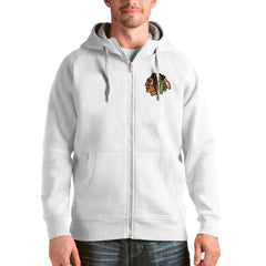 NHL Chicago Blackhawks Antigua Logo Victory Full-Zip Hoodie - White