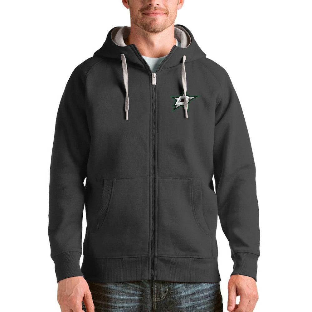 NHL Dallas Stars Antigua Logo Victory Full-Zip Hoodie - Charcoal